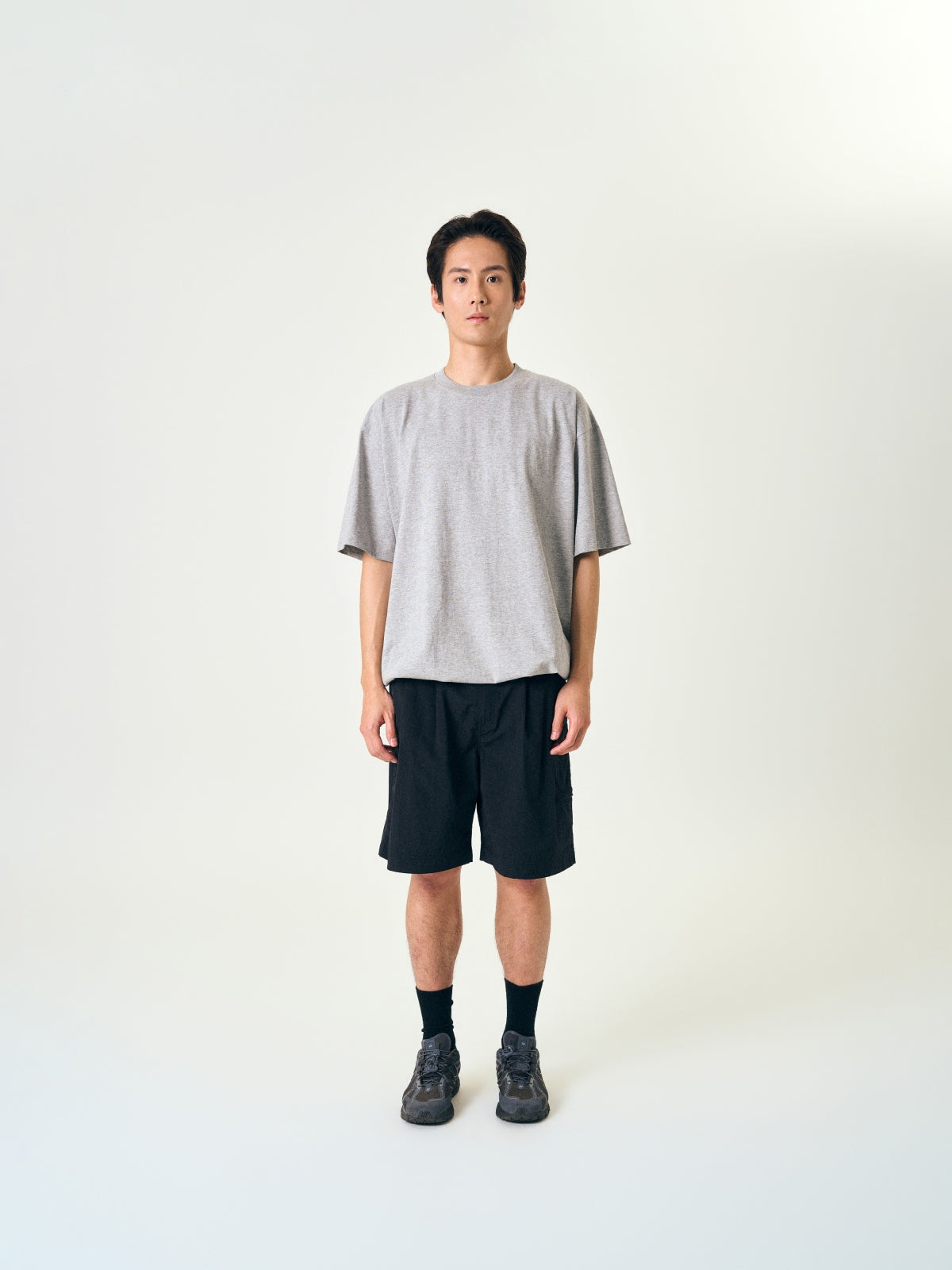 Relaxed Half String Tee (Melange Gray)