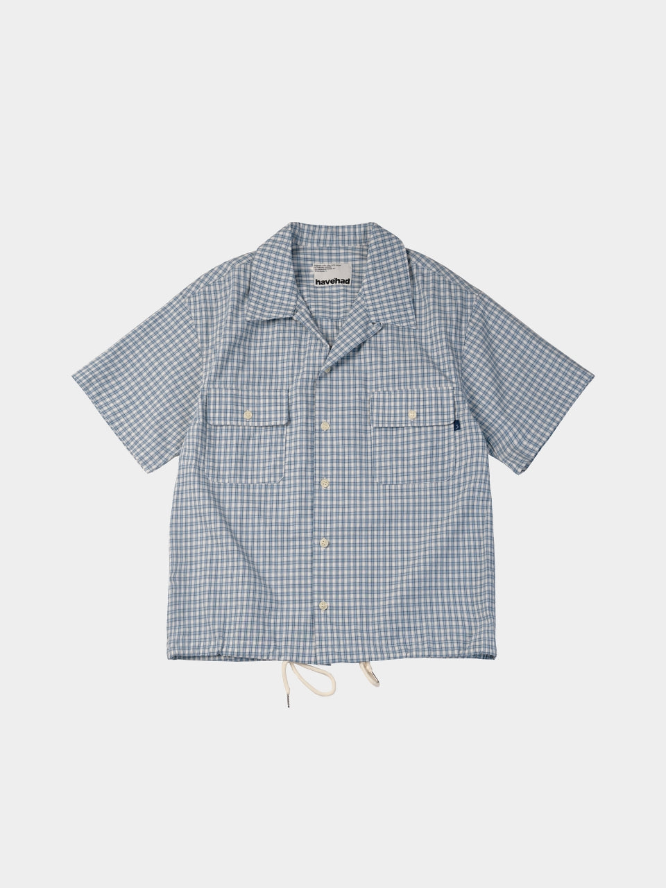 Window Check Open Collar Shirts (Light Blue)