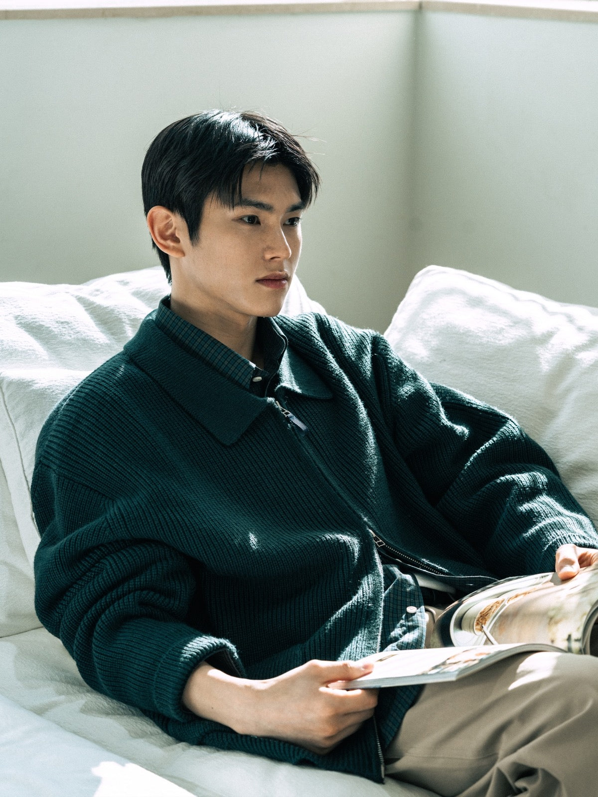 2way Zip-up Cardigan (Blue)