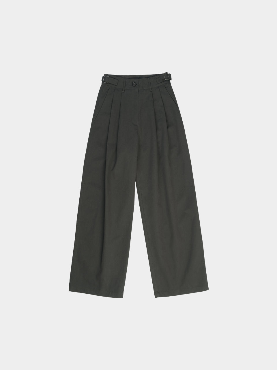 Office Belted Pin-tuck Pants (Khaki)
