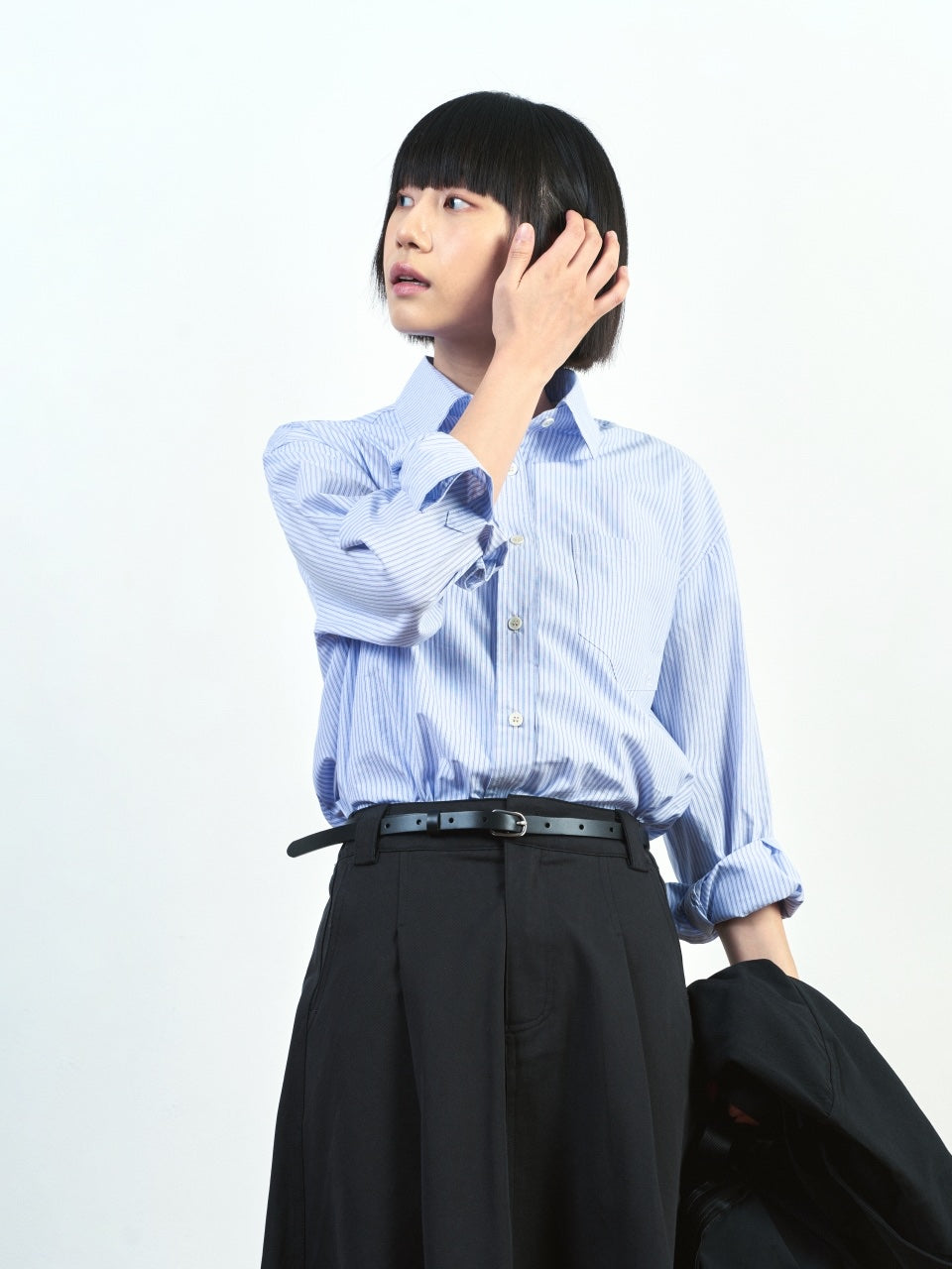 (W)Breeze Stripe Shirts (Light Blue)