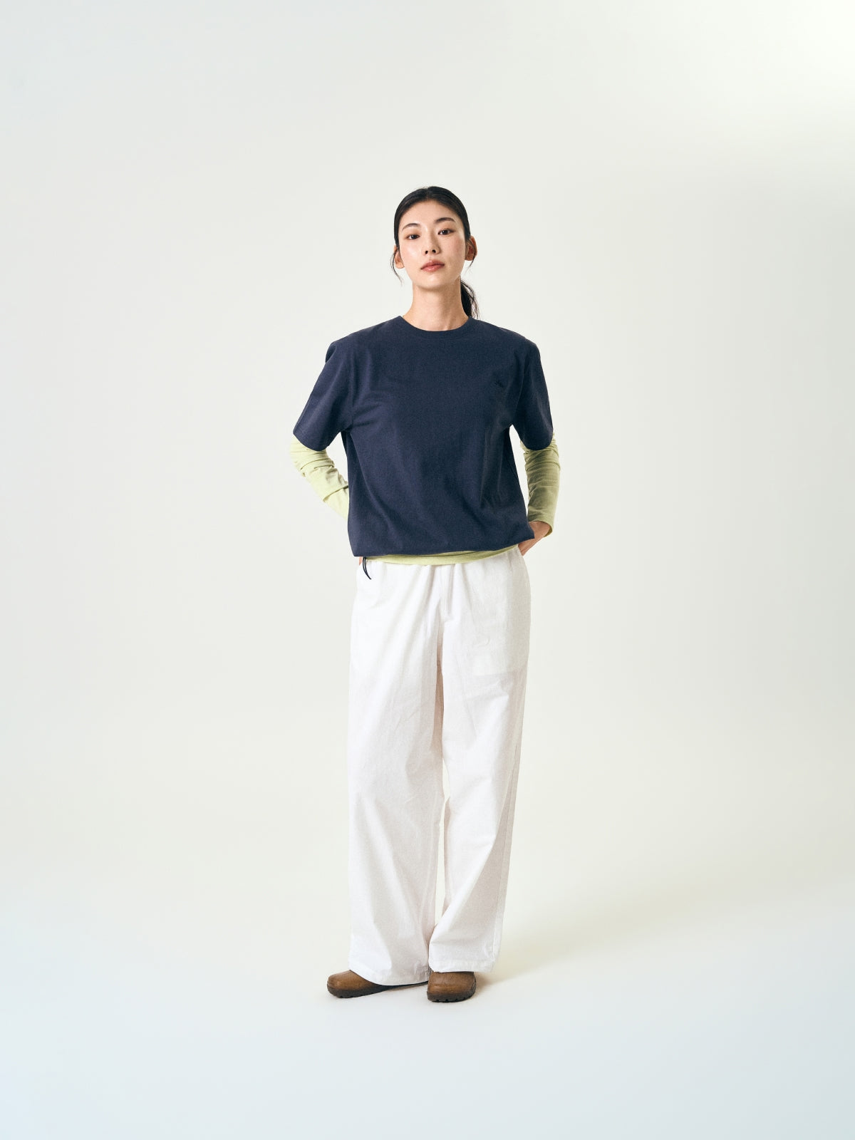 Relaxed Half String Tee (Navy)