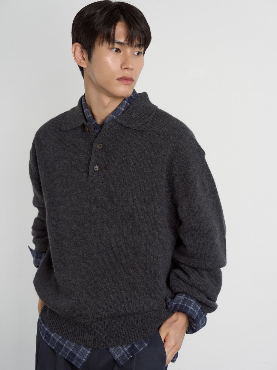 Shaggy Dog Collar Knit (Charcoal)