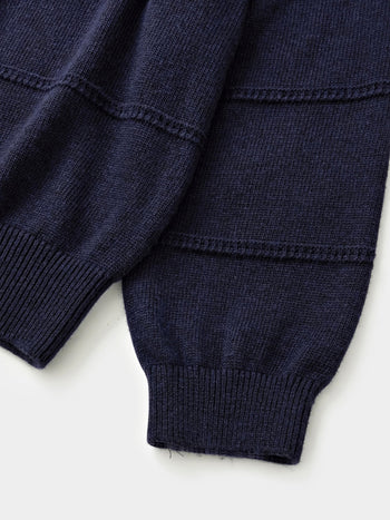 Cable Stripe V-Neck Knit (Navy)