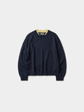 Layered Wool Round Knit (Navy-Lemon)