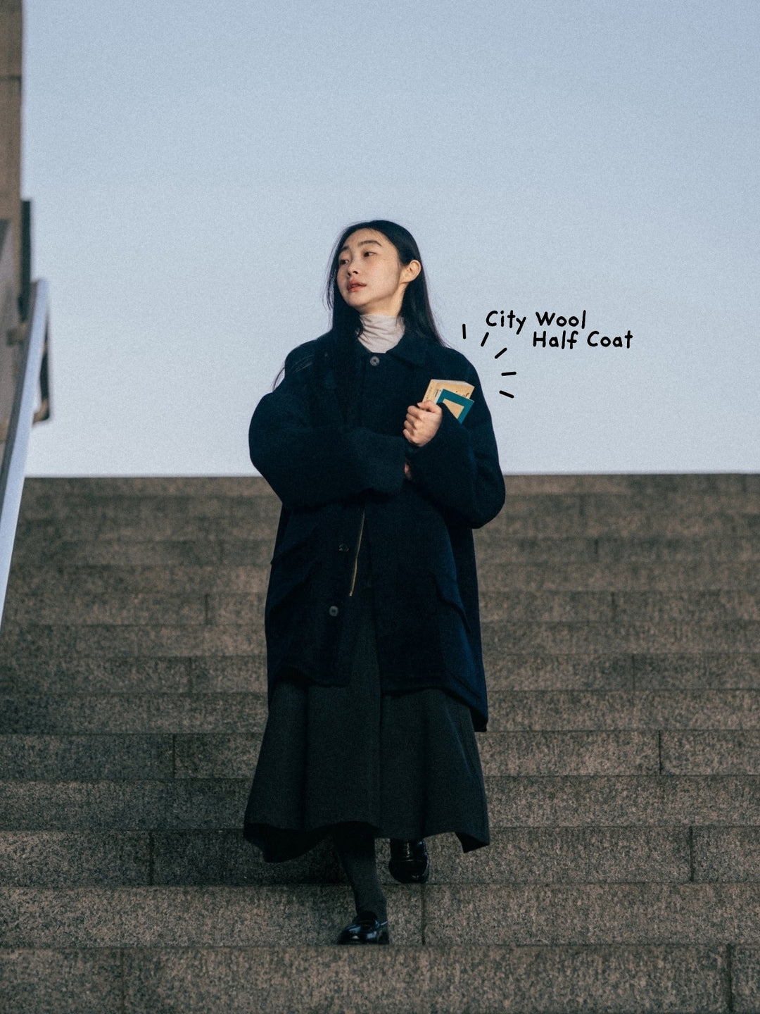 City Wool Half Coat (Navy)