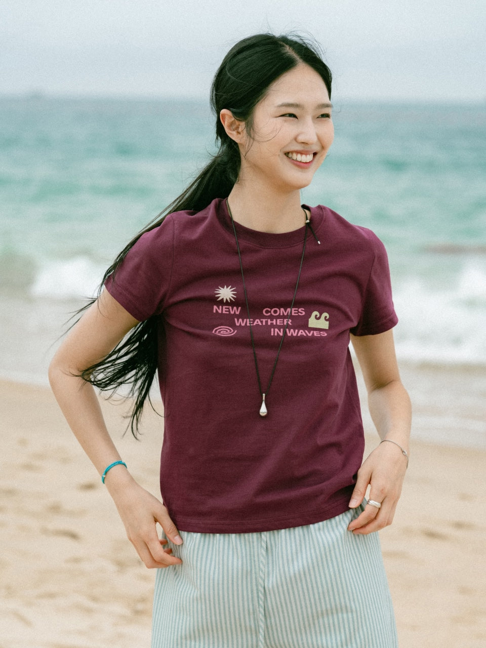 Weather in Waves Tee (Merlot)