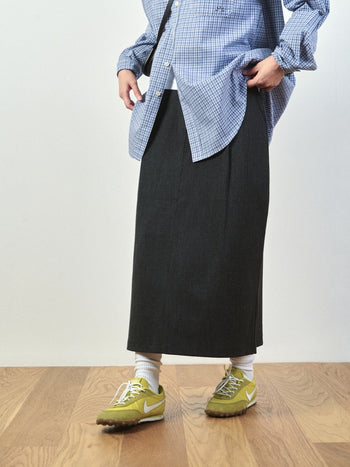 (W)Belted Flow Maxi Skirt (Charcoal)