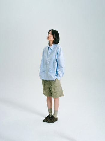 Field Pocket Shirt Jacket (Stripe Blue)