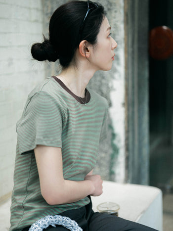 Classic Stripe Tee (Brown)