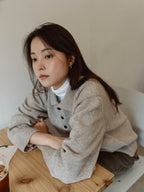 Shaggy Dog Collar Knit (Beige)