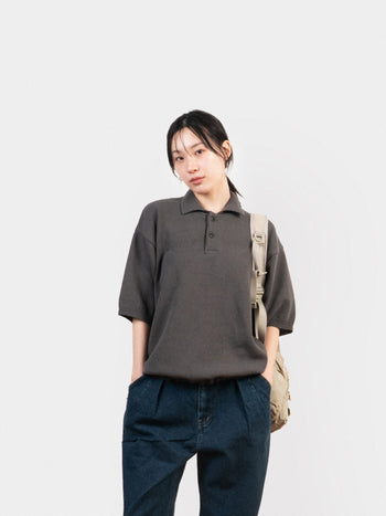 Airy Cotton Collar Knit (Charcoal)