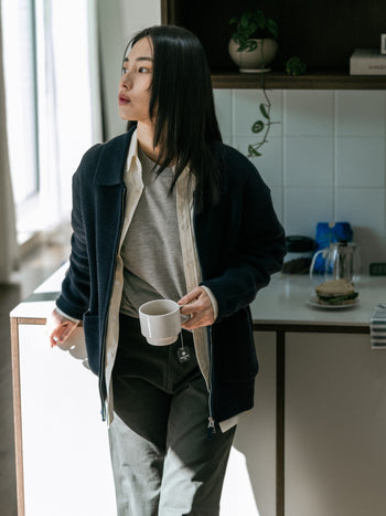2way Zip-up Cardigan (Blue)