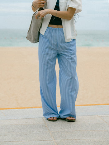 Easy Stripe Banding Pants (Stripe Ivory)