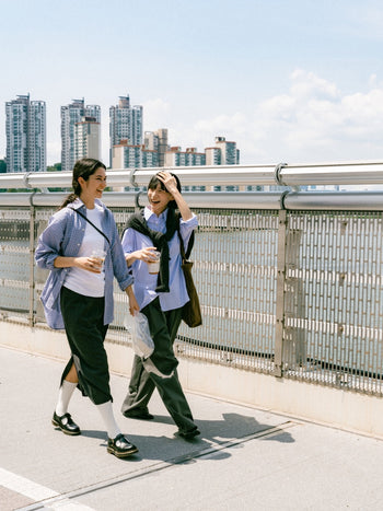 (W)Office Belted Pin-tuck Pants (Blue Gray)