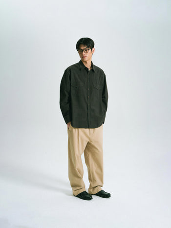 Classic Check Western Shirts (Olive Green)