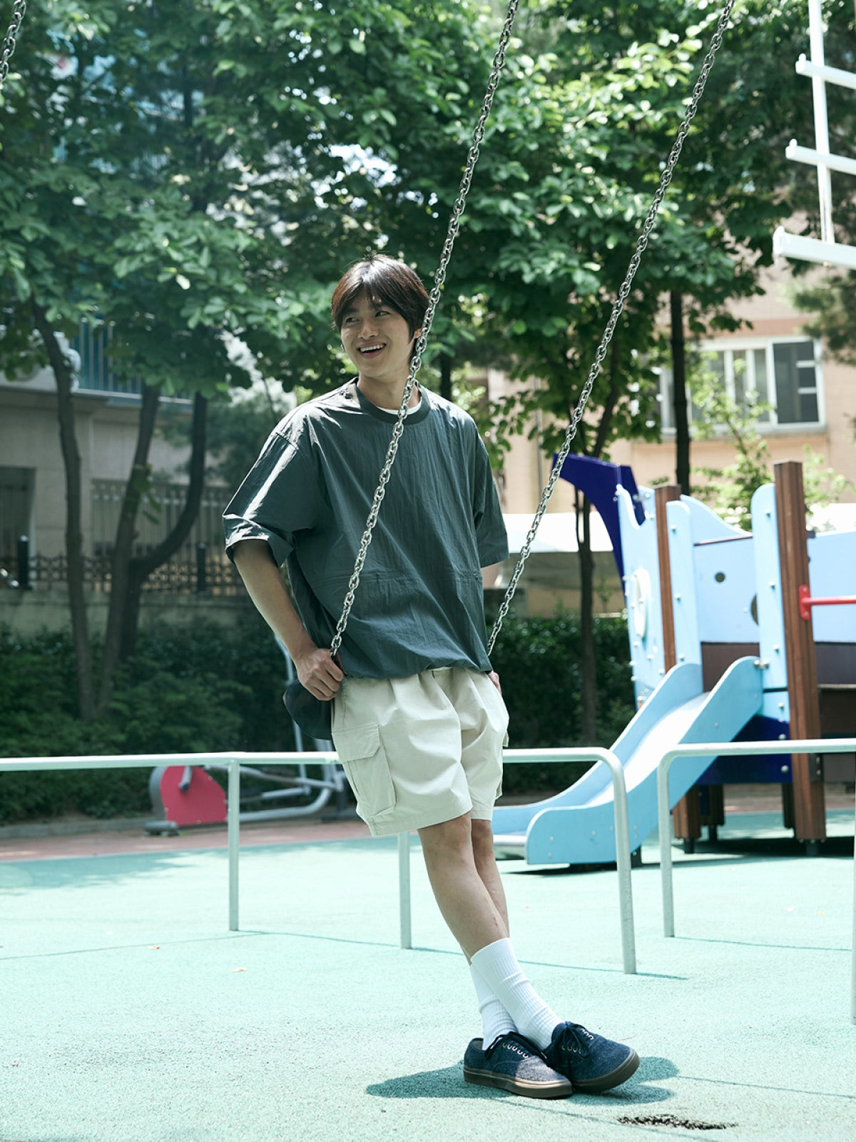 Utility Pin-tuck Cargo Shorts (Navy)