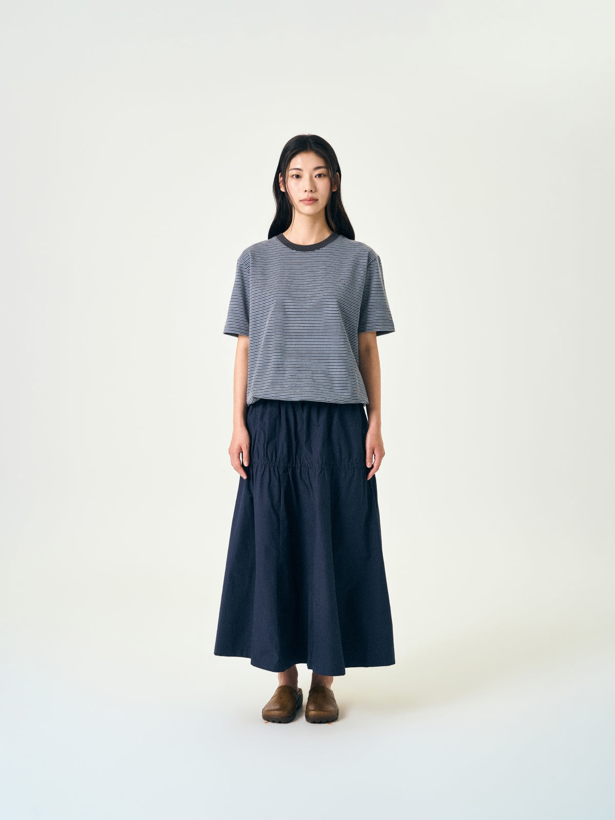 Relaxed Half Stripe String Tee (Stripe Charcoal)