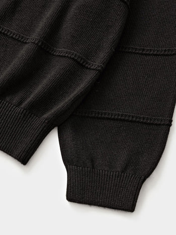 Cable Stripe V-Neck Knit (Black)