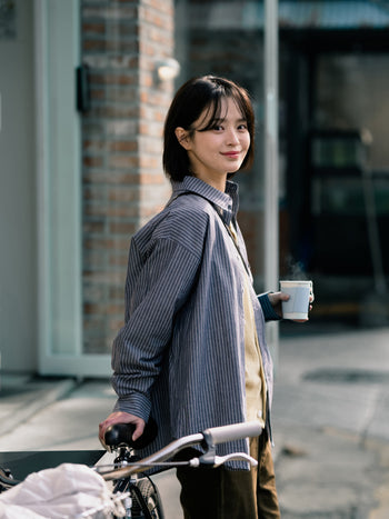 One Pocket Stripe Shirts (Blue Gray)