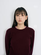 Layered Wool Round Knit (Burgundy-Pink)