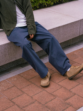 Office Belted Pin-tuck Pants (Khaki)