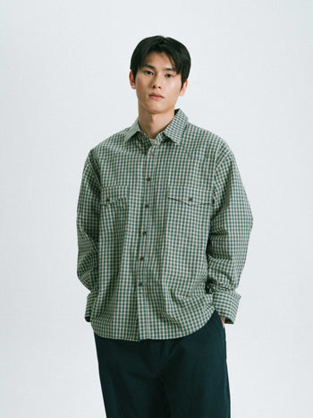 Classic Check Western Shirts (Olive Green)