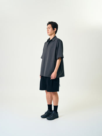 Hidden Type Half Sleeve Shirts (Navy)
