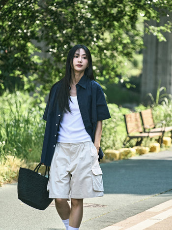 Utility Pin-tuck Cargo Shorts (Navy)