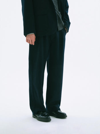 City Wool Pin-tuck Trouser (Navy)