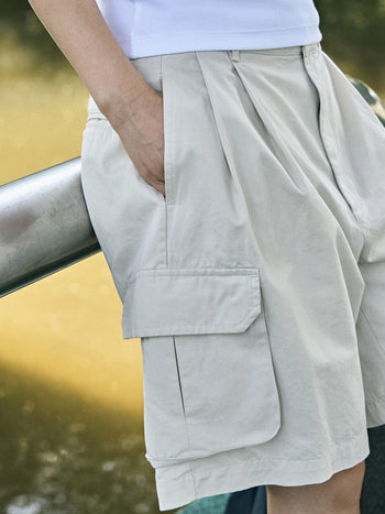 Utility Pin-tuck Cargo Shorts (Navy)