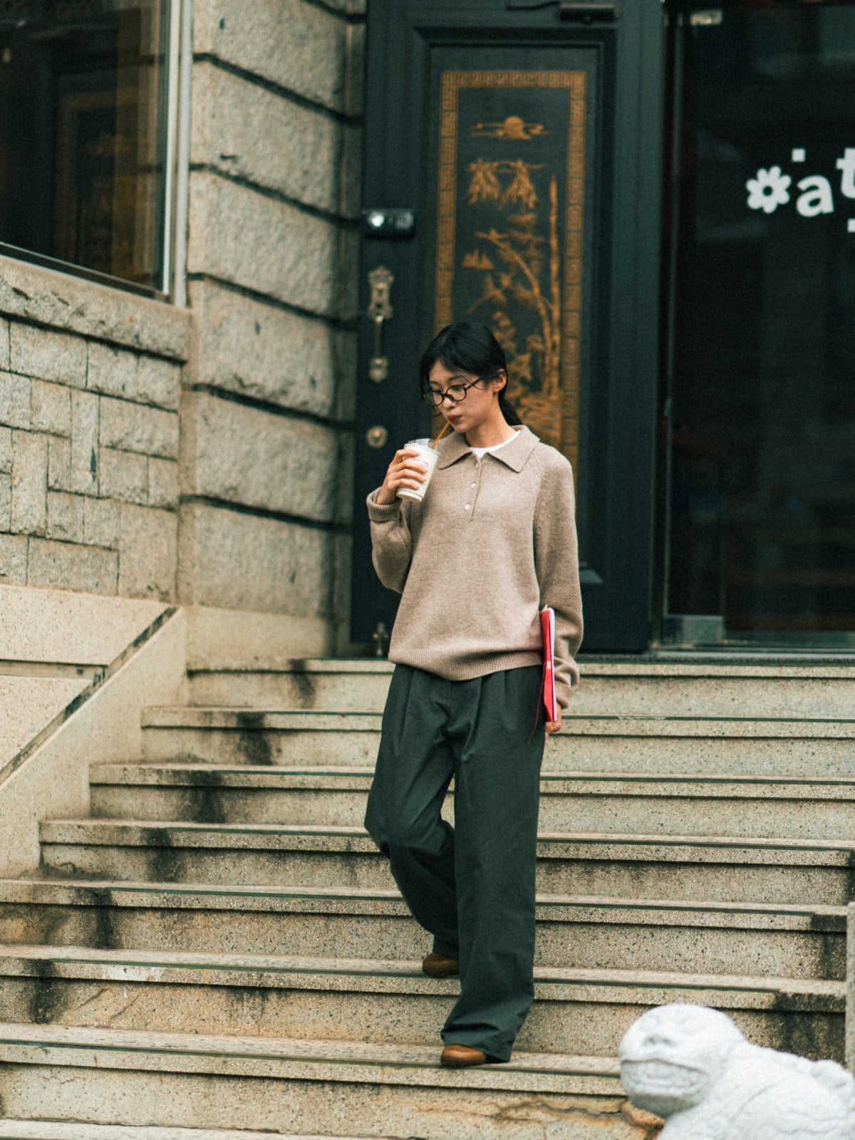 Yak Wool Collar Knit (Navy) | Havehad