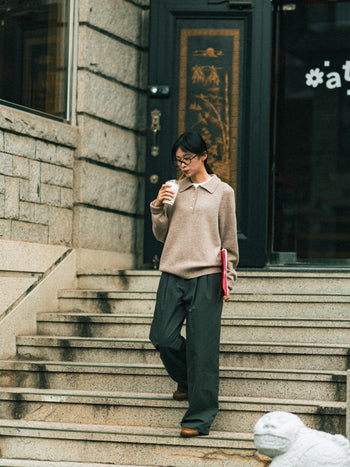 Yak Wool Collar Knit (Navy)