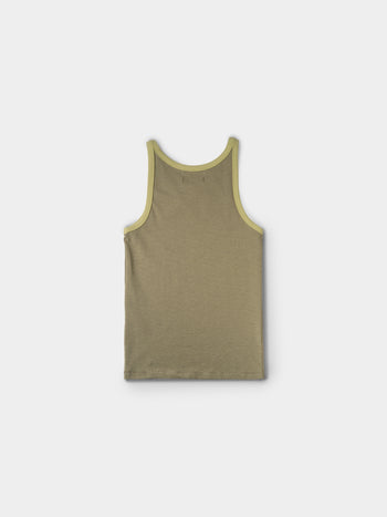 U-neck Sleeveless Top (Stripe Olive)