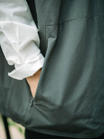 Hidden Type Half Sleeve Shirts (Navy)
