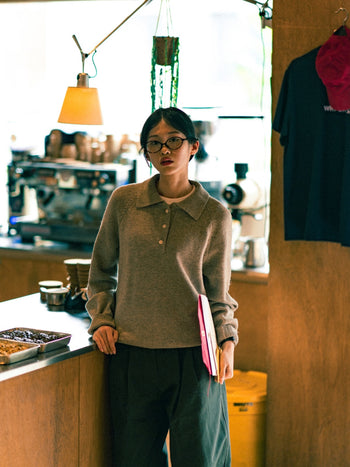 Yak Wool Collar Knit (Navy)