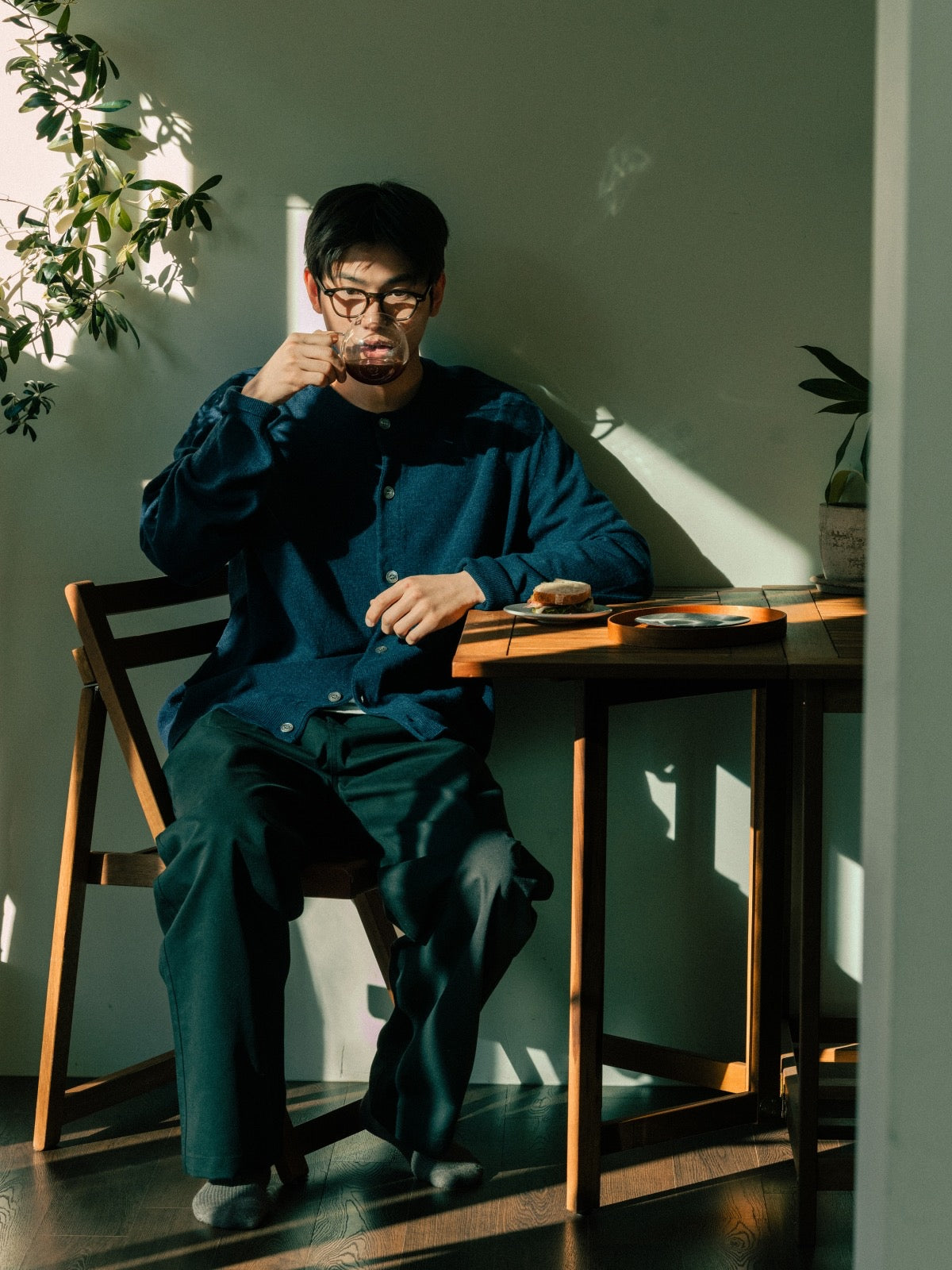 Light Wholegarments Cardigan (Navy)