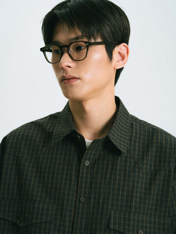Classic Check Western Shirts (Olive Green)