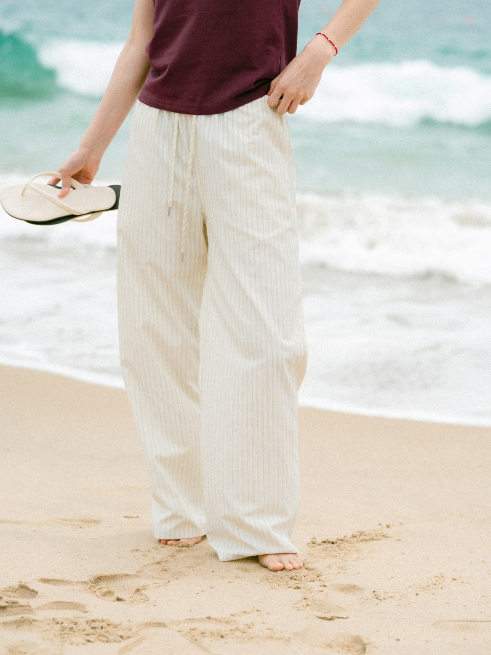 Easy Stripe Banding Pants (Stripe Blue)
