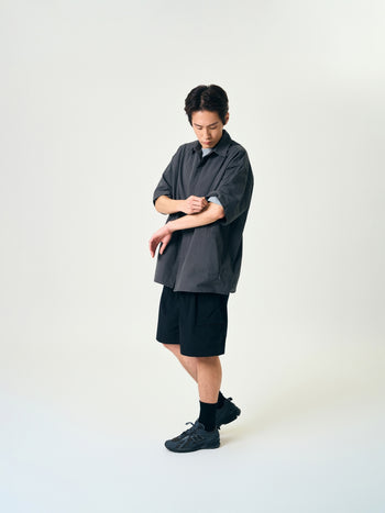 Hidden Type Half Sleeve Shirts (Charcoal)