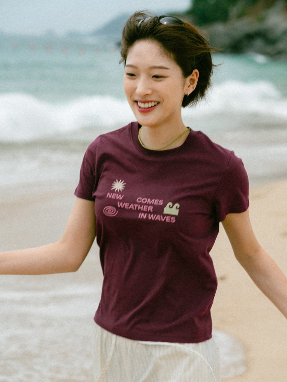 Weather in Waves Tee (Merlot)