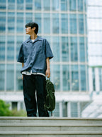Open Collar Check Shirts (Beige)