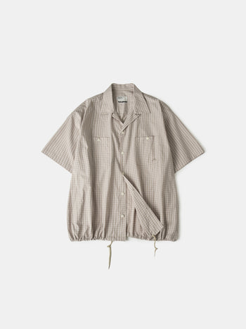 Open Collar Check Shirts (Beige)