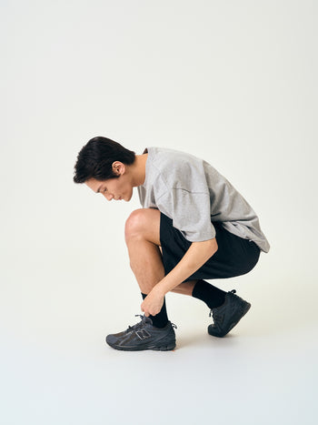 Relaxed Half String Tee (Melange Gray)