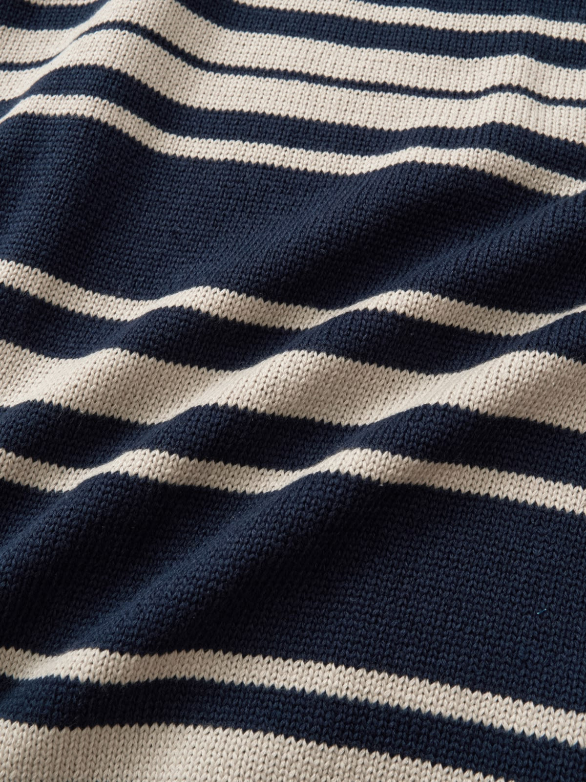 Airy Cotton Collar Knit (Stripe Navy)