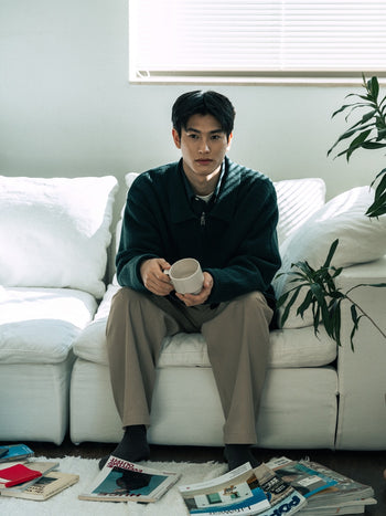 2way Zip-up Cardigan (Blue Green)