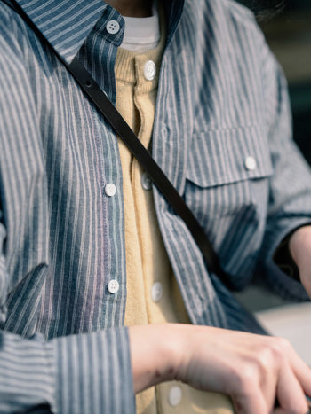 One Pocket Stripe Shirts (Blue Gray)
