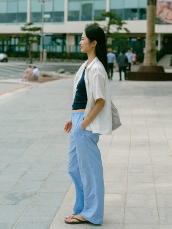 Easy Stripe Banding Pants (Stripe Olive)