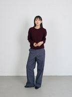 Layered Wool Round Knit (Burgundy-Pink)