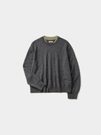 Layered Wool Crew Knit (Charcoal-Olive)